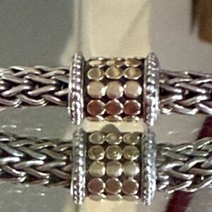 John Hardy .925 SS 18k Gold “dot collection” woven chain necklace 18.5”